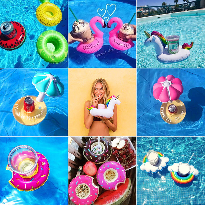 Mini Water Coasters boia Flamingo Floating inflatable cup holder